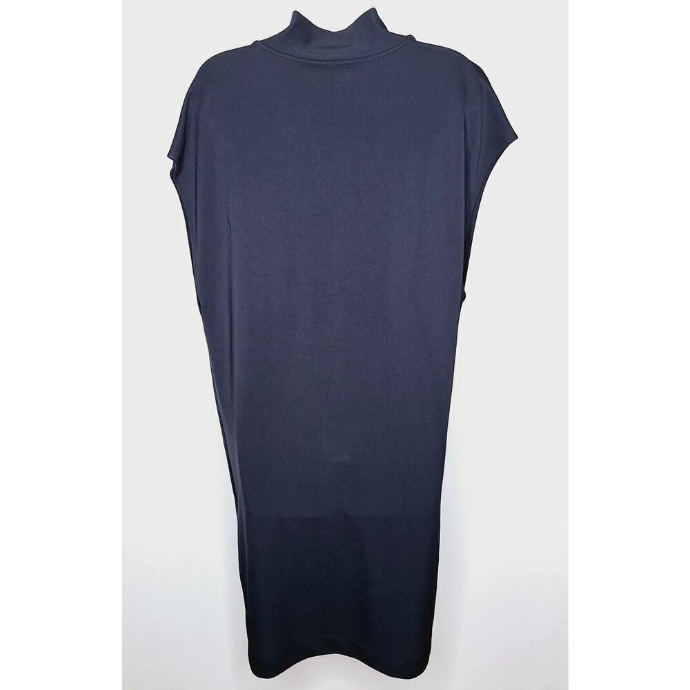 COS Day Dress Tie Neck Shift Cocoon Navy Small Jersey Minimalist Career Capsule - Picture 10 of 10